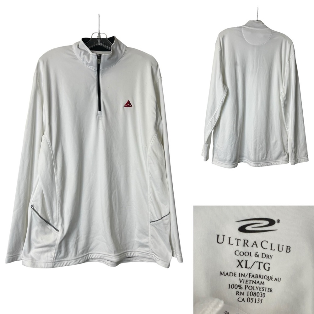 Ultra Club cool & dry half‎ zip performance pullover XL white airline logo